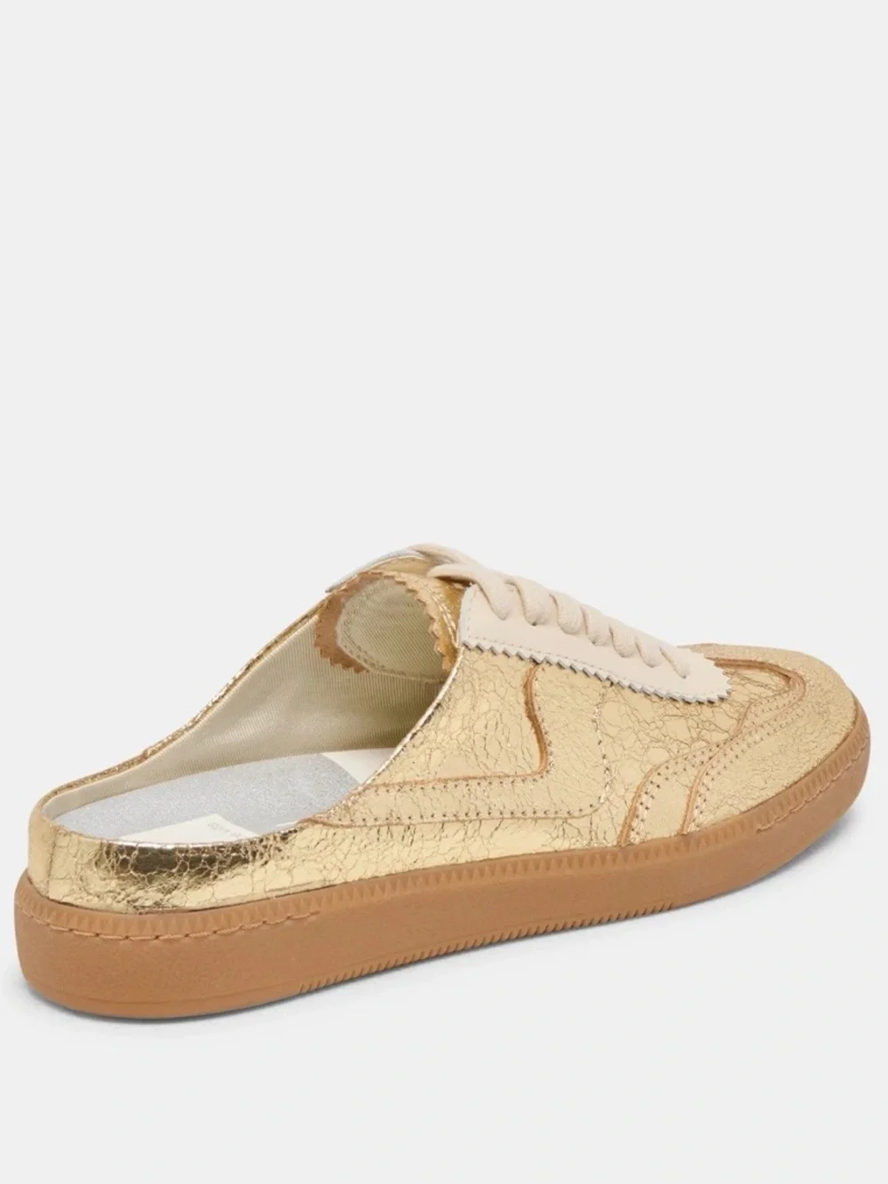 Dolce Vita Slide Sneakers Gold Distressed Leather Size 7.5